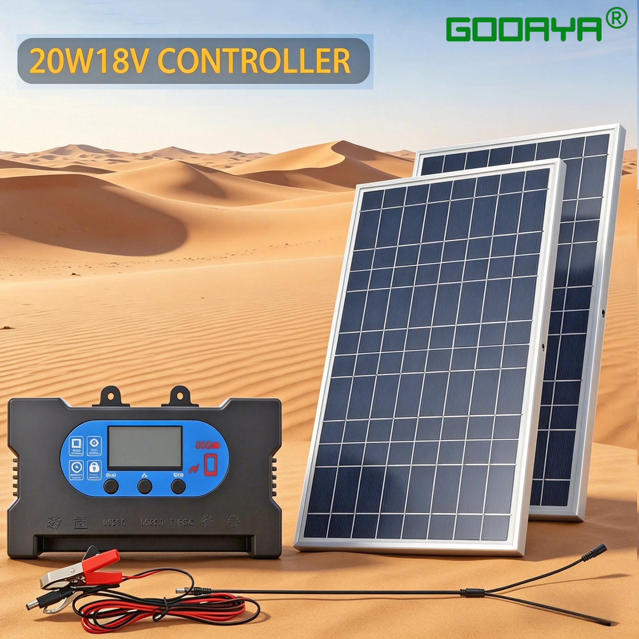 20W 18V Outdoor Solar Panel Charger Flexible Solar Panel Kit with100A controller For Travel Camping Phone Car Battery Generator