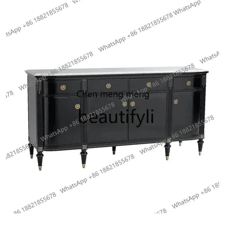 

G Retro solid wood dining side cabinet marble against the wall wine cabinet medieval storage storage decorative cabinet