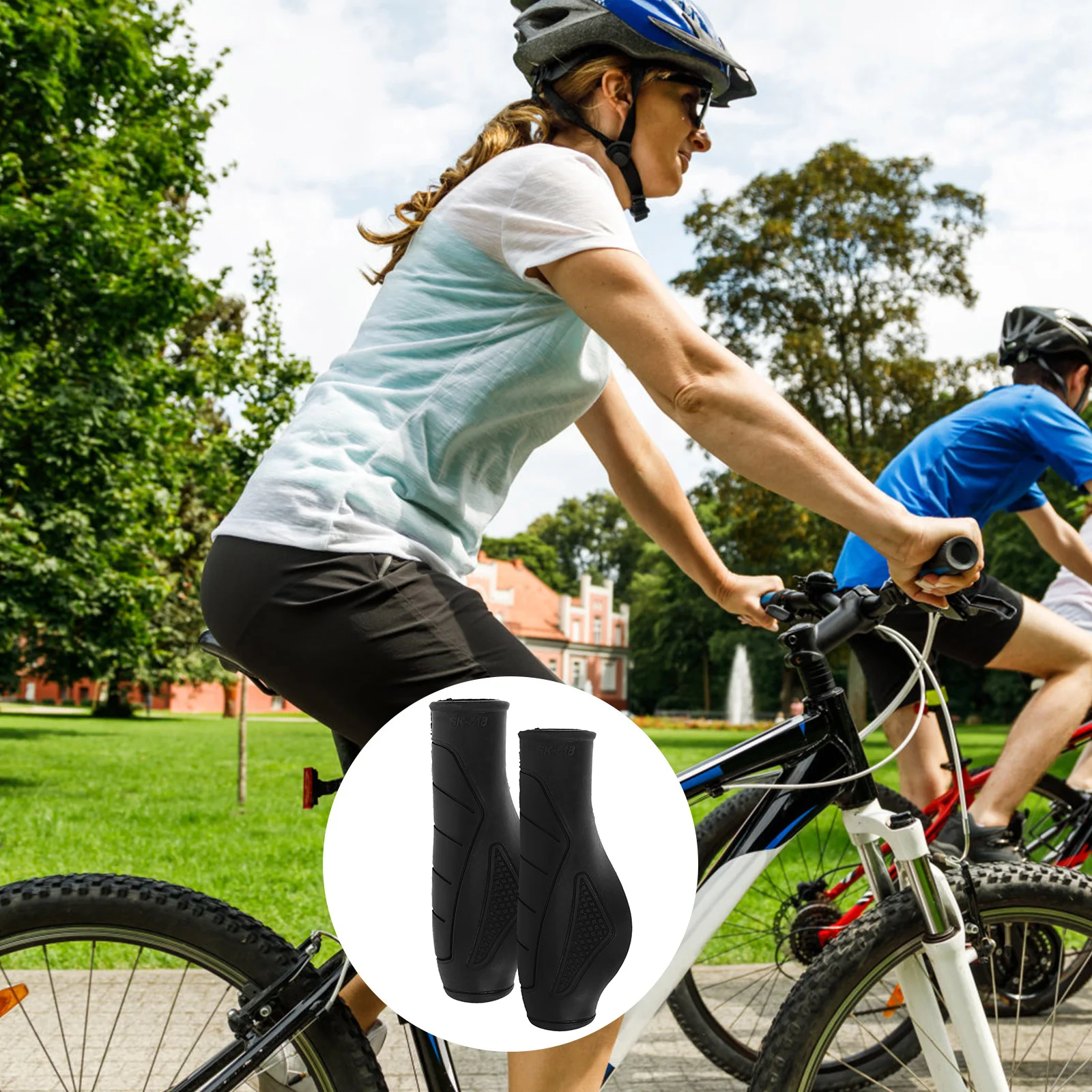 Pair Bike Handlebar Grips Ergonomic Comfortable Non-Slip Tpe Shock Absorbing Bicycle Grips Long Ride Hand Protection