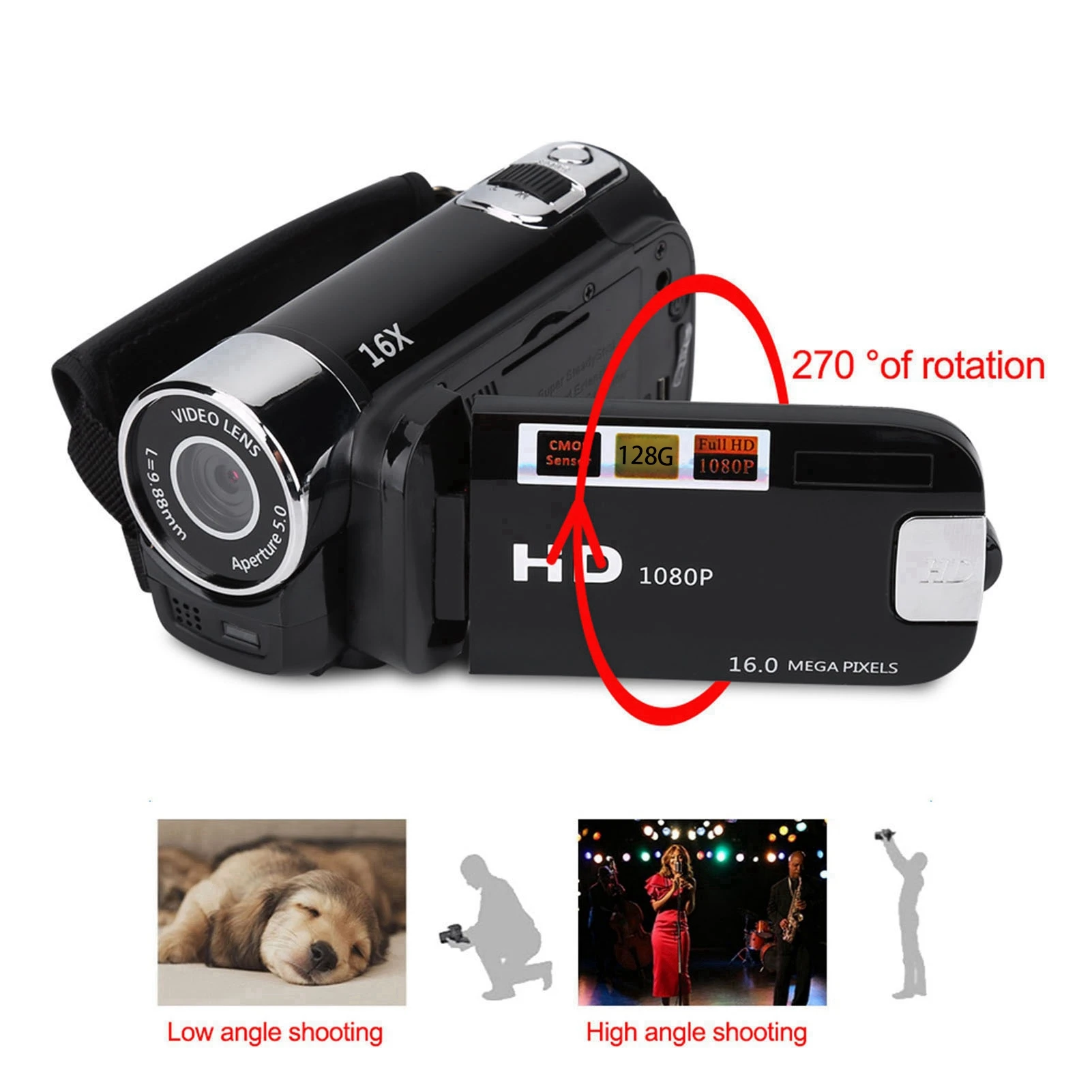 DV Camera Digital Camcorder HD Video Camera Full HD Rotation 16X High Definition Digital Camcorder Video DV Camera Digital DV