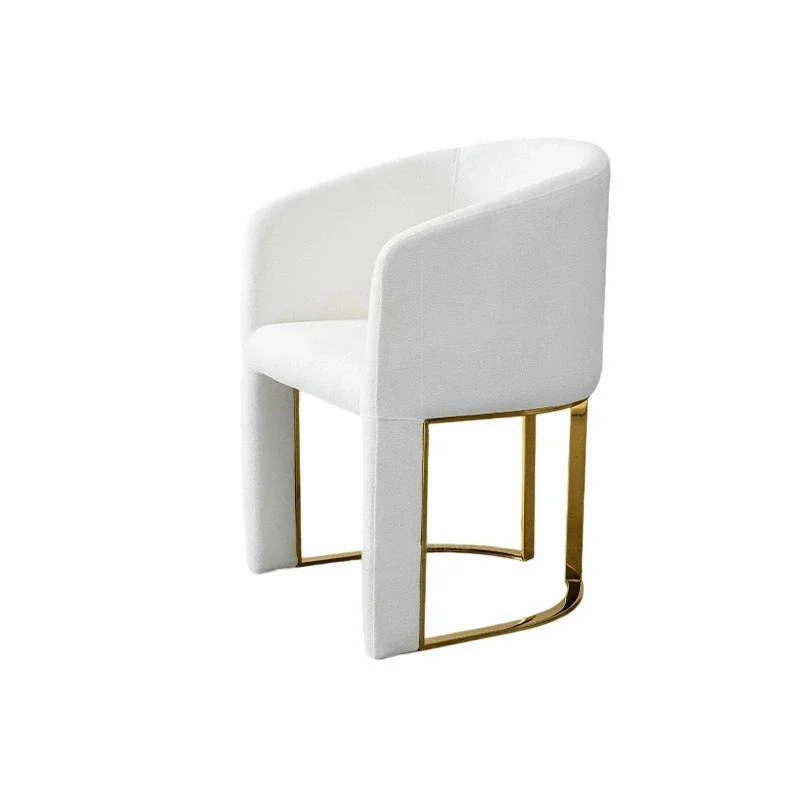 Modern Dining Chair Premium Commercial Restaurant Chair Luxury Hotel Beauty Salon White Lamb Fleece Back Chair