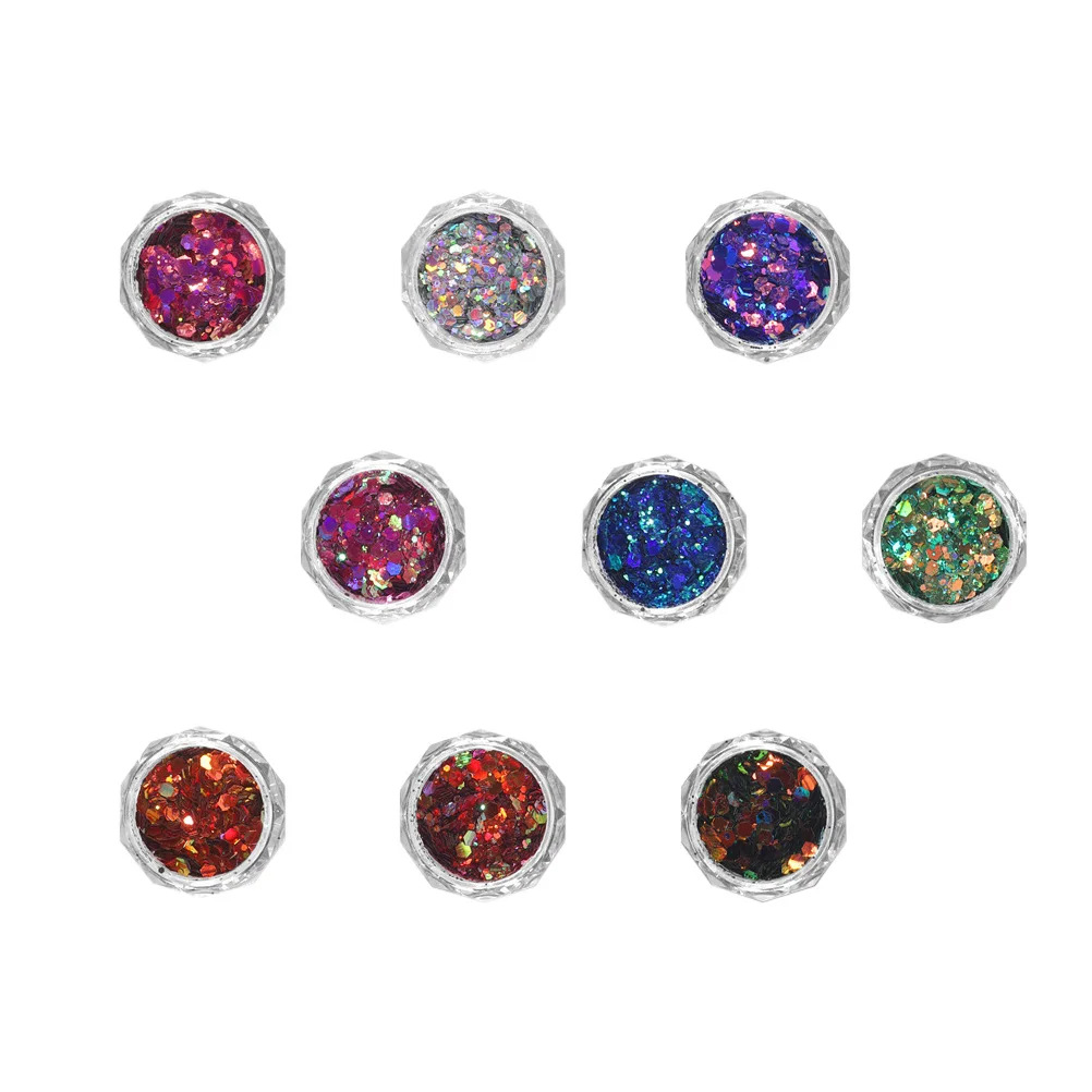 

Glitter Sequin Nail Patch 9 Boxes Finger Stickers Manicure Crafting Decals Supplies Sequins DIY Gifts Women Girls