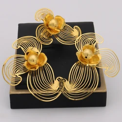 New Luxury Elegant Hollow Flower Shape Women Jewelry Set Gift For Earring and Ring Fashion Design Jewelry Set For Party
