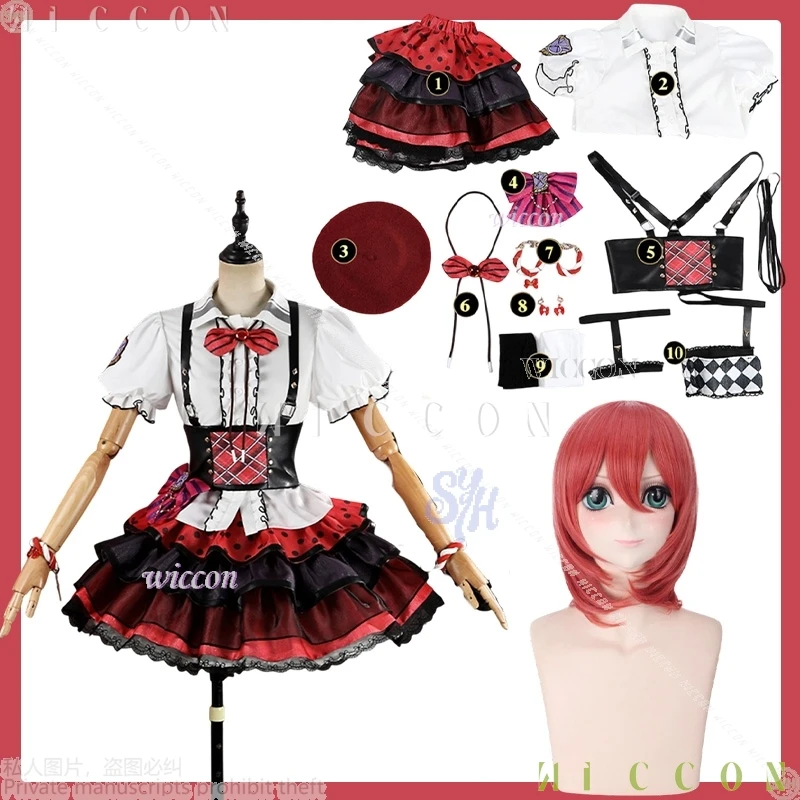 Mujer Maki Nishikino Cosplay Anime Game Lovelive Costume Bibi Group Kawaii Idol Red Cake Checkered Pattern Halloween Costumes Di