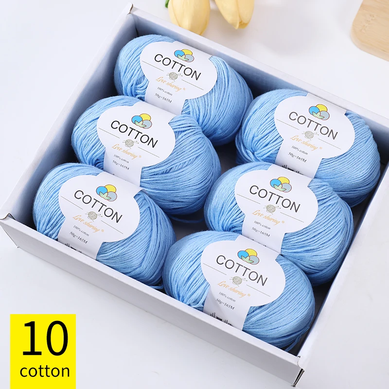 8-fädiges 100% Baumwollgarn, 1 Packung = 6 Knäuel = 300g, Geeignet für Schals, Mützen, Pullover, Mäntel & Mehr, Lebendige Farben, Nicht-ballend – Detail 4