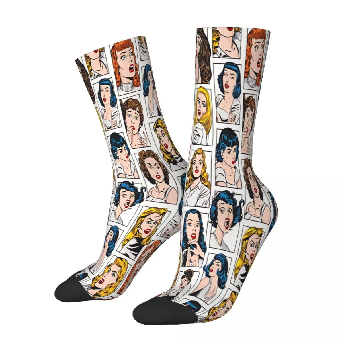 

Vintage Pulp Comic Culture Pin Up Girl Pop Art Socks Male Mens Women Autumn Stockings Hip Hop