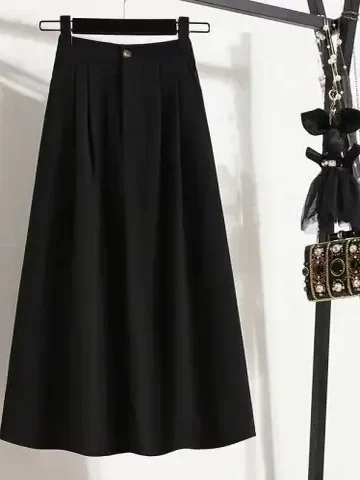 

High Waist A-Line Long Skirt with Pocket Pure Color Commute Spring Summer plus Size Women's Fashion Casual Skirts