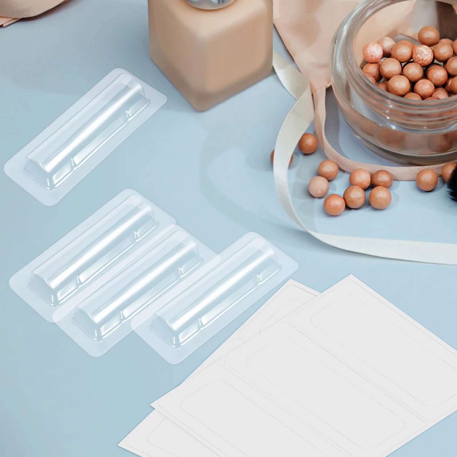 Soporte transparente para bálsamo labial, contenedor transparente para manualidades Diy, almacenamiento de dinero, tarjetas de plástico, cúpulas, estuche para brillo de labios, 40 Uds.