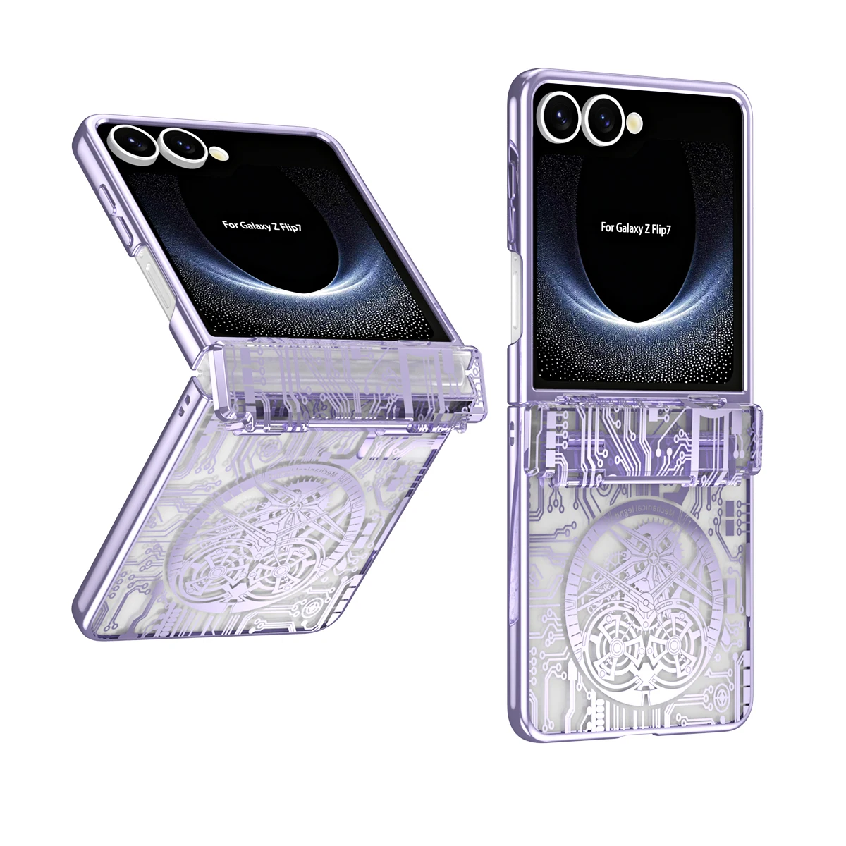 

Machine Legend Plating Case For Samsung Galaxy Z Flip 7 5G ZFlip7 Flip7 Protection Folding Shockproof Hard Plastic Phone Cover