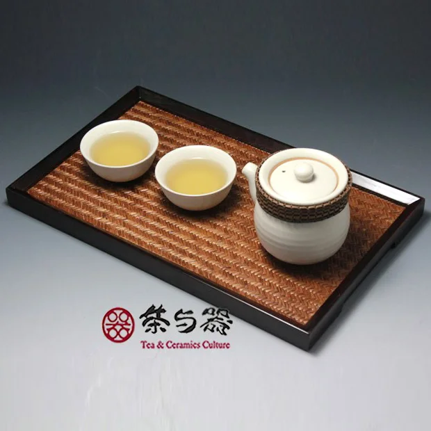 Tea and utensils, rectangular bamboo tea tray, Taiwan Liao Yi Nan red pear bamboo woven Japanese tea tray