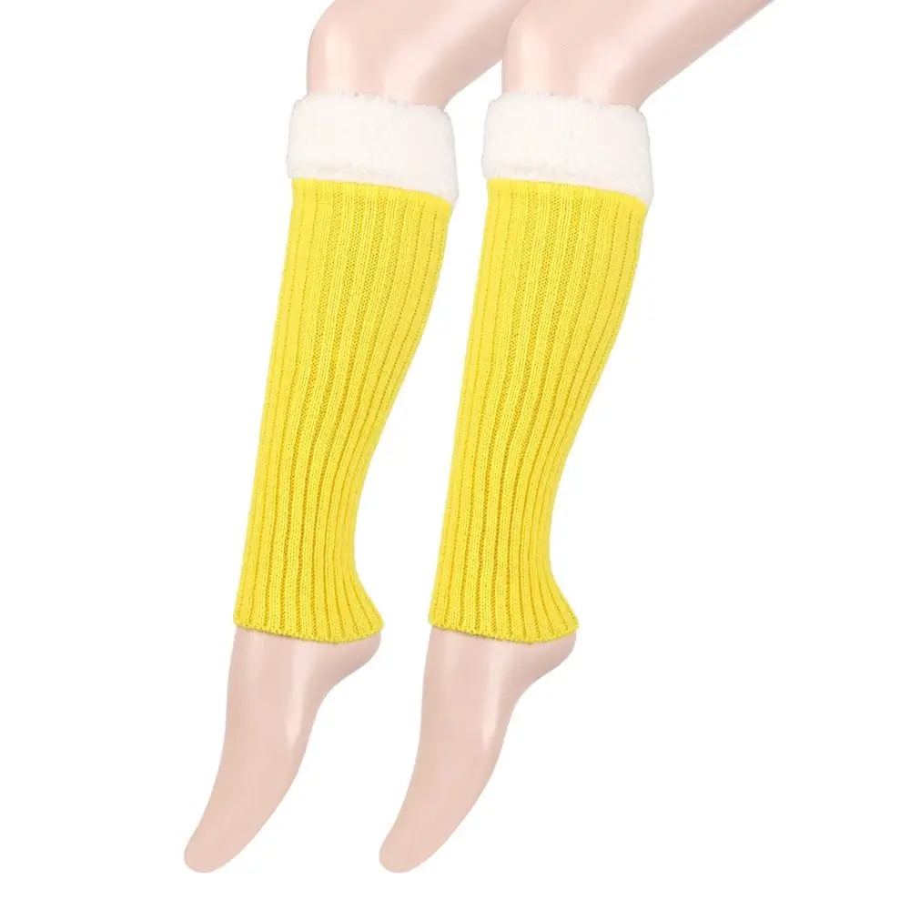 Plush Christmas Knitted Leg Cover Leg Warmer Thickened Stacked Christmas Leg Sleeve Candy Color Foot Cover Strap Leg Socks