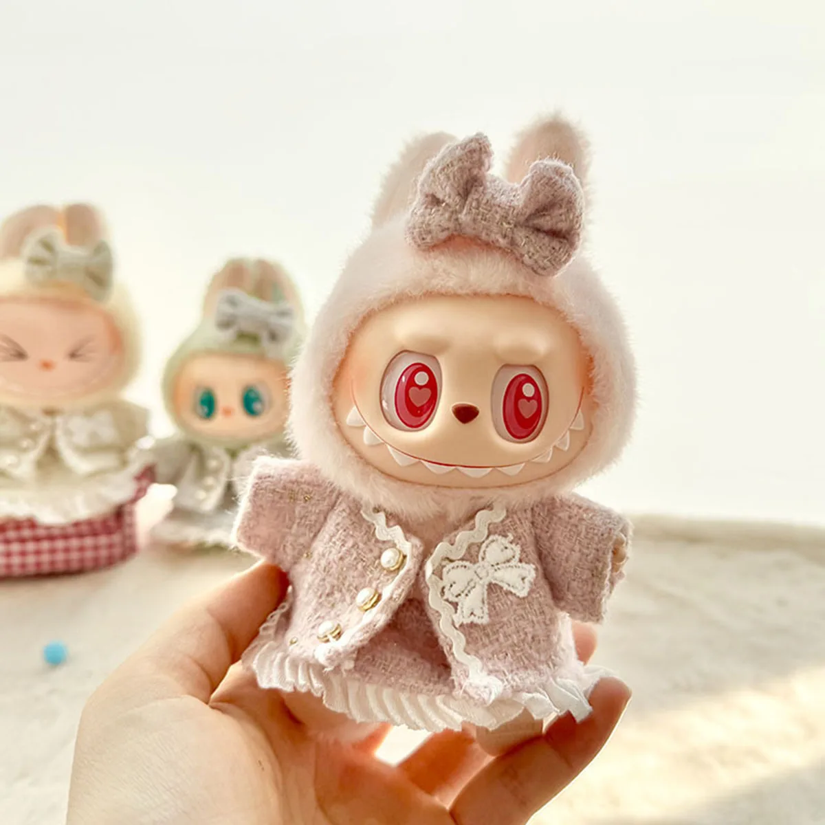 Classic Grid Style Dress Set Advanced Luxury Designer Clothes for 17cm LabubuFashion Clothes Outfit