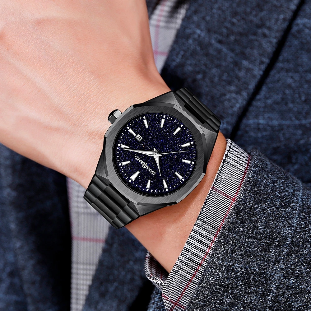 ساعة رجالية جديدة لعام 2025 حركة كوارتز يابانية أصلية من الفولاذ المقاوم للصدأ 3Bar مقاومة للماء على طراز الأعمال ساعات رجالية فاخرة من أفضل العلامات التجارية