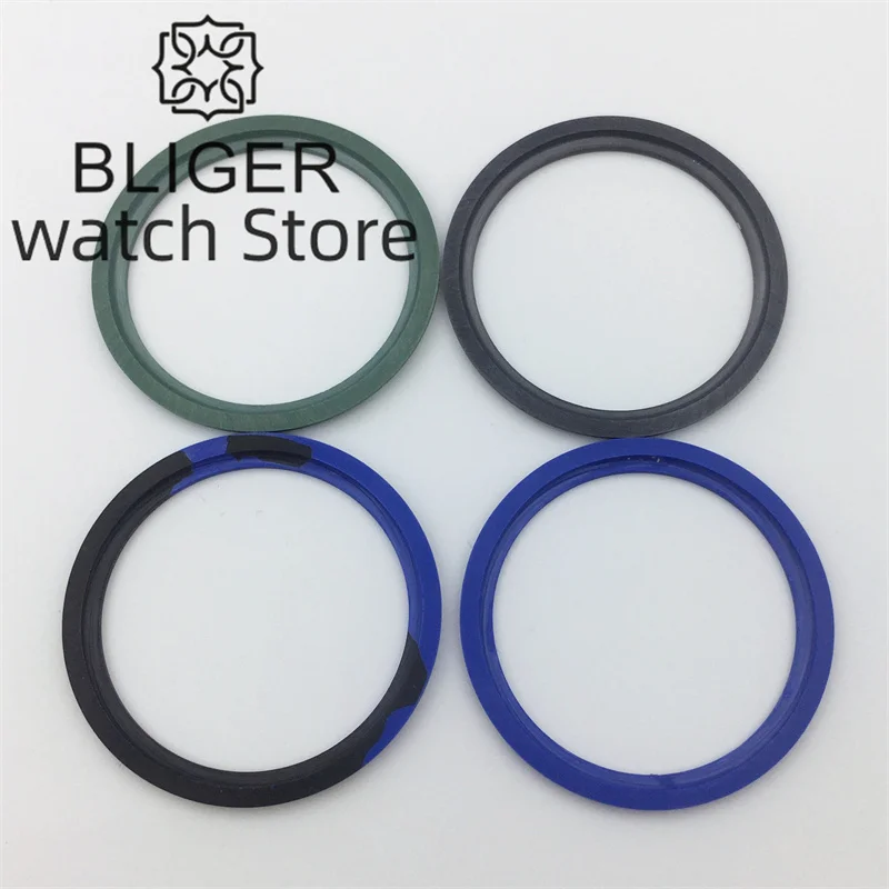 BLIGER 34mm x 28.7mm/35.4mm x 29.2mm Black Blue Green Blue red Black red ceramic Luminous Bezel For SUB 36mm/38mm cases