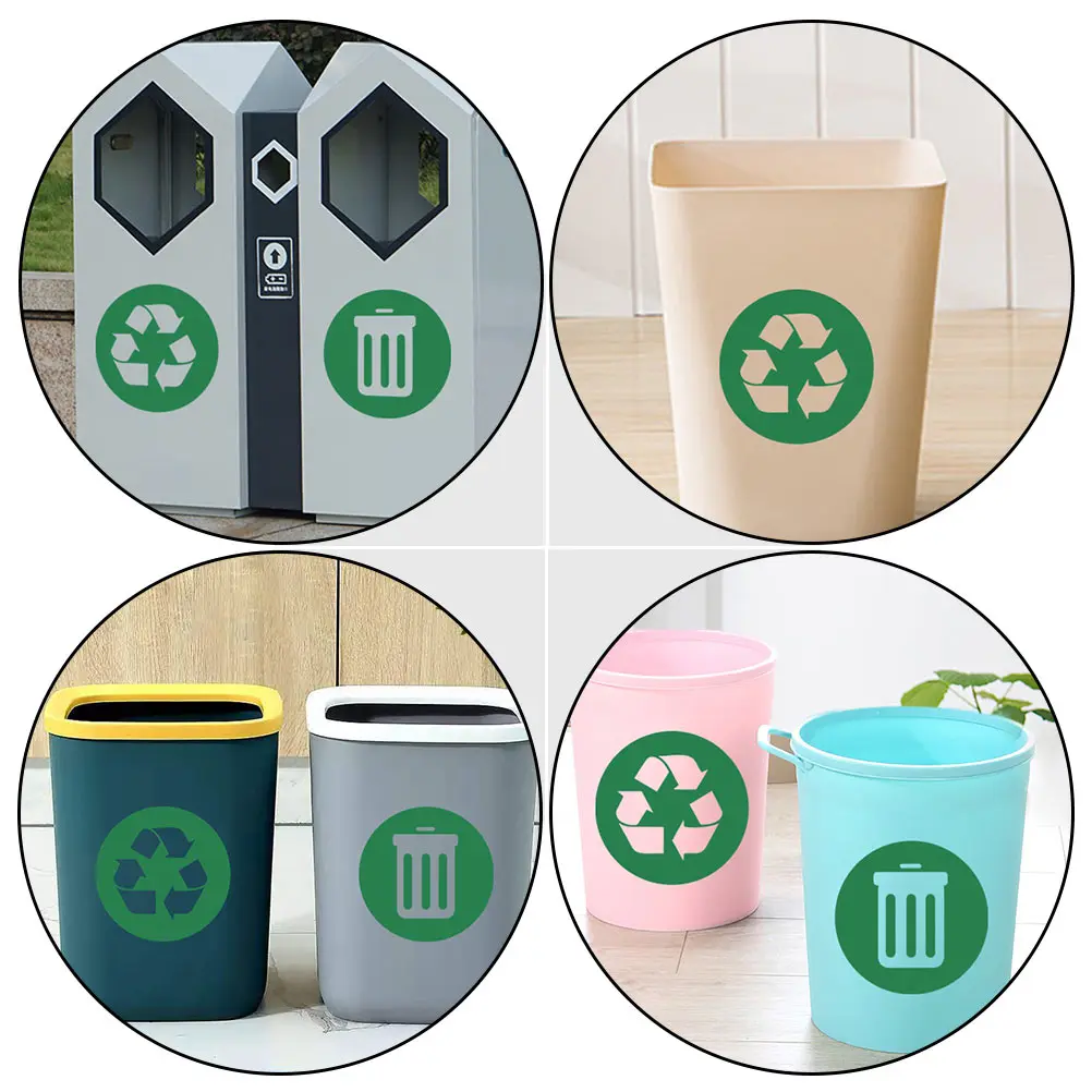 2Pcs Wall Stickers PVC Trash Classification Labels Waste Sorting Bin Recycling Decal Adhesive Removable Sticker Environmental