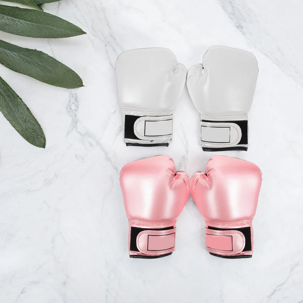 

2Pairs Boxing Gloves Shimmering Solid Color Sparring Gloves Comfort Fit Sponge Lined for Punching Bag Sparring