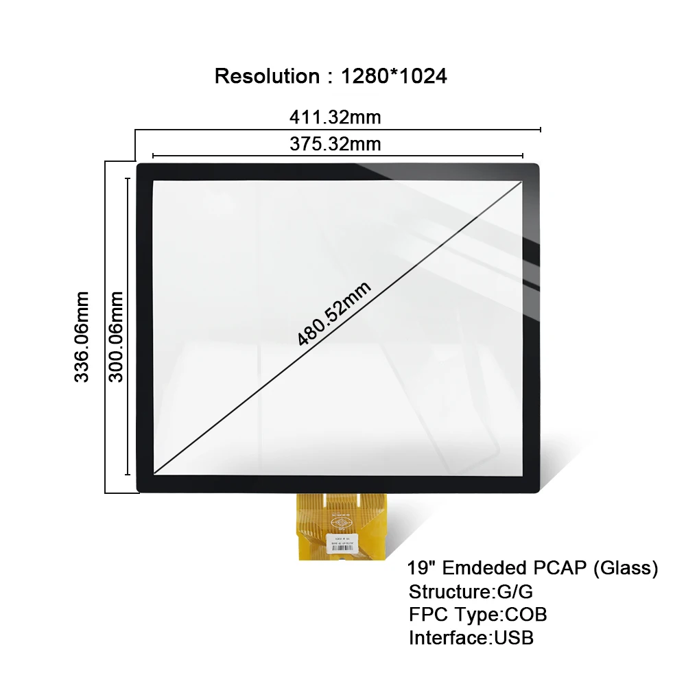 EverGlory 5/7/8.4 /10.4/12.1/12.3/13.3/15/15.6/17/17.3/18.5/19/21.5 Inch Pcap Capacitive Touch Screen Panel Overlay Kit