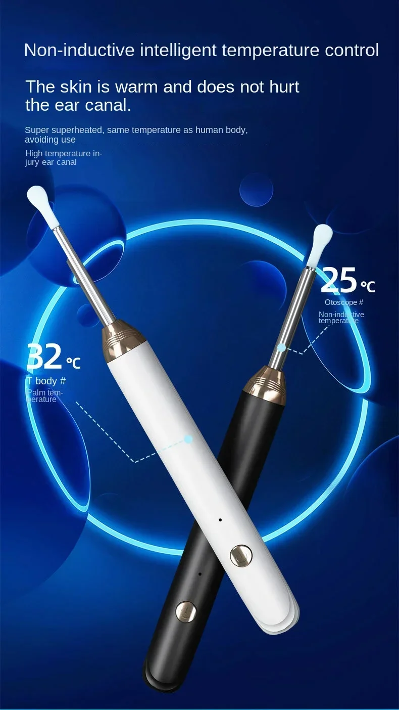 Tinsol Neuer 1296P Intelligenter Visueller Ohrenreiniger Ohrenschmalz-Entferner Otoskop USB-C-Ladegerät Endoskop mit Kamera – Detail 9