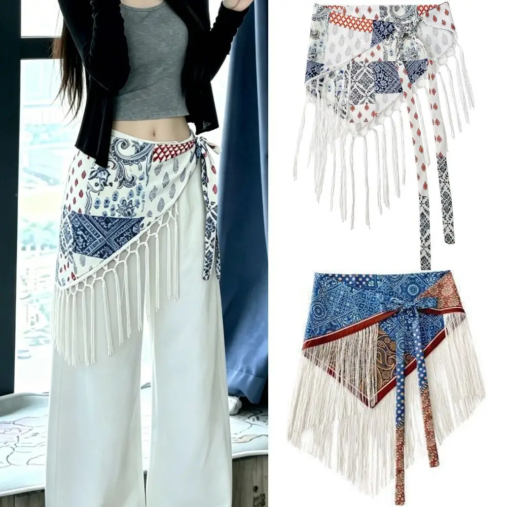 New Tassels Fringe Waist Belt Embroidery Ethnic Triangle Waistband Exquisite Retro Corset Belt for Women