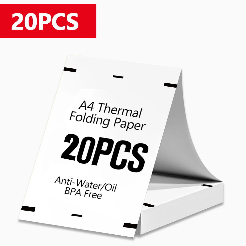 20/100/200 Blatt A4-Thermopapier, 210 mm gefaltetes Papier für tragbare A4-Thermodrucker, Mehrzweck-Druckpapier für Foto-PDF