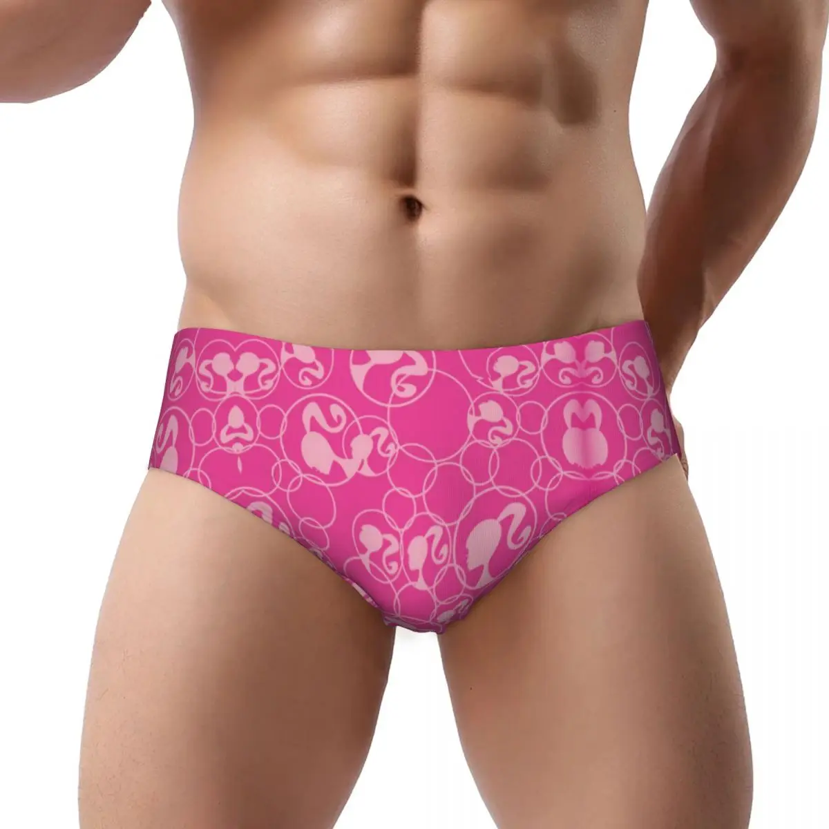 Custom Mens Pink Barbies Head Panties Underwear Male Comfort Briefs Underpants