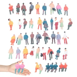 Creative Painted Figure Various Pose Colorful Mini Size Mini Construction People Model  DIY Painting Model Clear Grains
