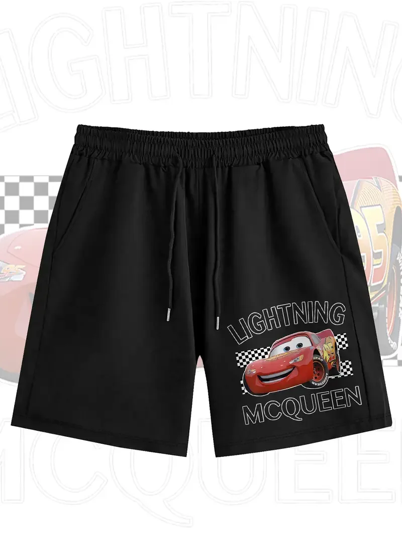 

Мужские и женские шорты Disney Cars Lightning McQueen 95, хлопковые шорты для бега, спорта на открытом воздухе, тренажерного зала, пляжа, повседневные свободные брюки большого размера
