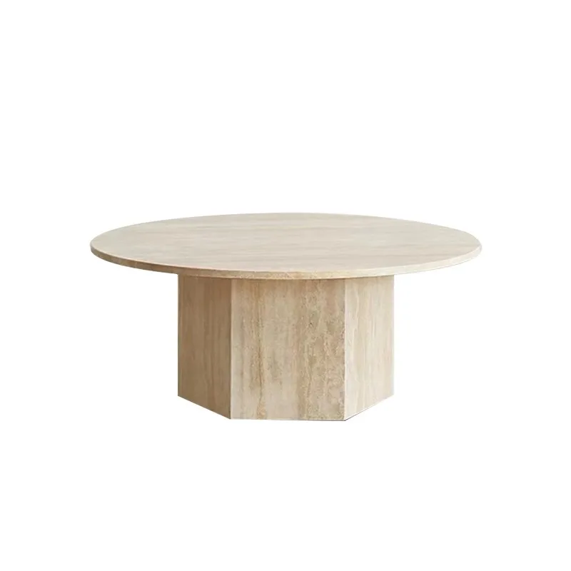 

Natural travertine, round coffee table, special-shaped medieval, wabi-sabi, marble low table