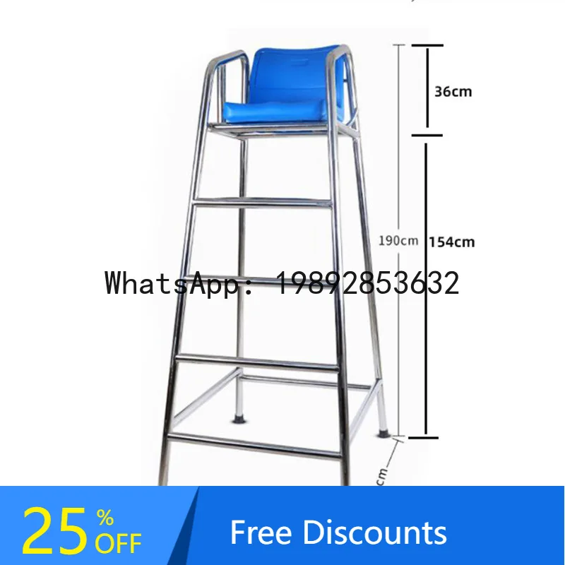 LYY-Silla salvavidas de acero inoxidable 304 para piscina, cojín de asiento hueco mejorado, silla de observación desmontable, altura 1,9 m