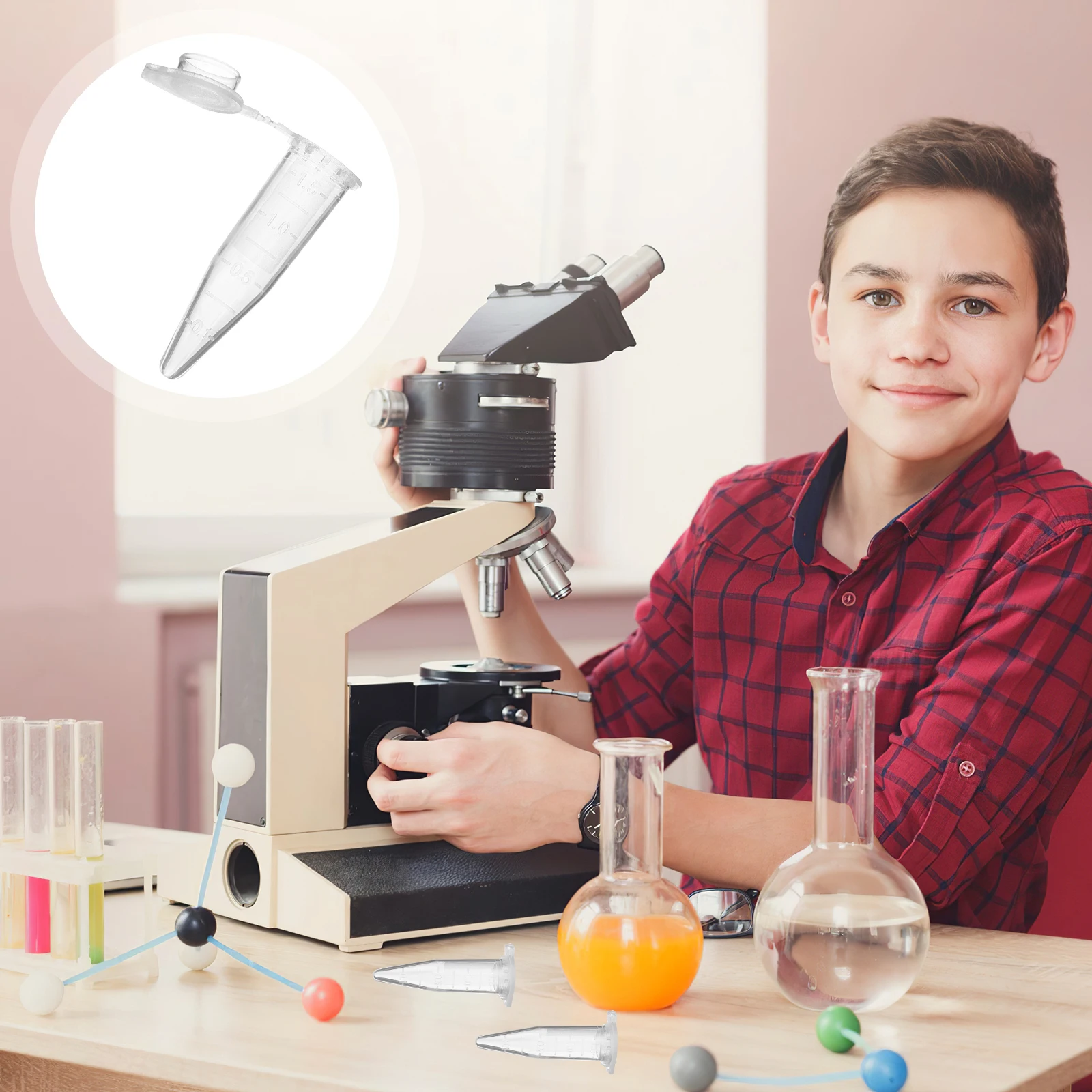 

500Pcs Laboratory Centrifuge Tube 1.5ml Science Experiment Tools for Clinical Chemistry Research Sample Containers