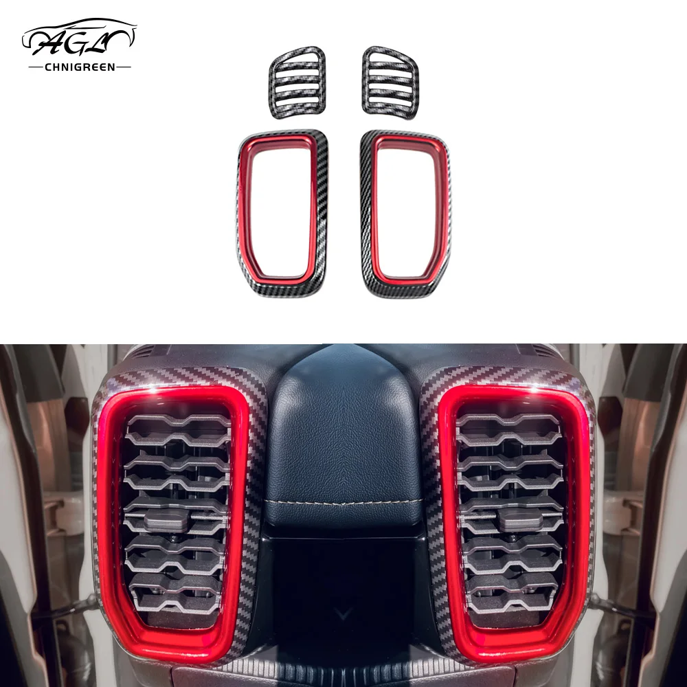 

ABS Carbon Fiber with Red Side Air Condition Outlet AC Vent Frame Trim Cover Interior for Ford Ranger T9 Everest 2023 2024
