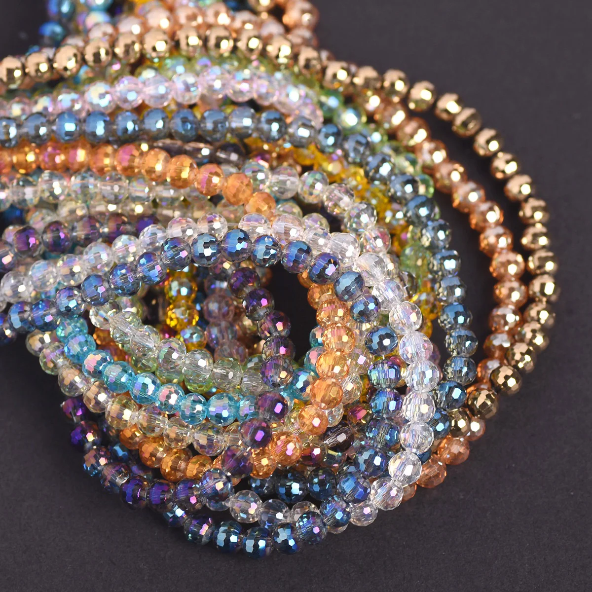 95pcs 4mm Round 96 Facets Colorful Faceted Crystal Glass Beads Lot For Jewelry Making DIY Crafts Findings