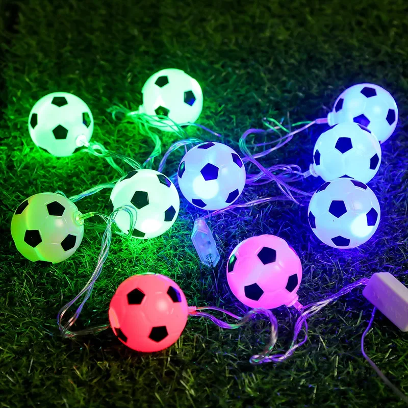 Sports Football Theme Fairy String Light Bedroom Garden 1.5m 10 LED Hanging Lights for Soccer Ball Birthday Party Favors Decor