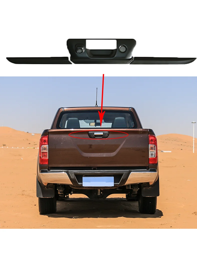 

Suitable for Nissan Navara 2015-2020 Black Abs Plastic Tailgate Handle Cover Tailgate Rear Door Decoration Strip Decoration
