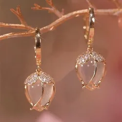 2023 New Fashion Trend Unique Design Elegant Delicate Zircon Tulip Flower Earrings High Jewelry Party Favors for Women