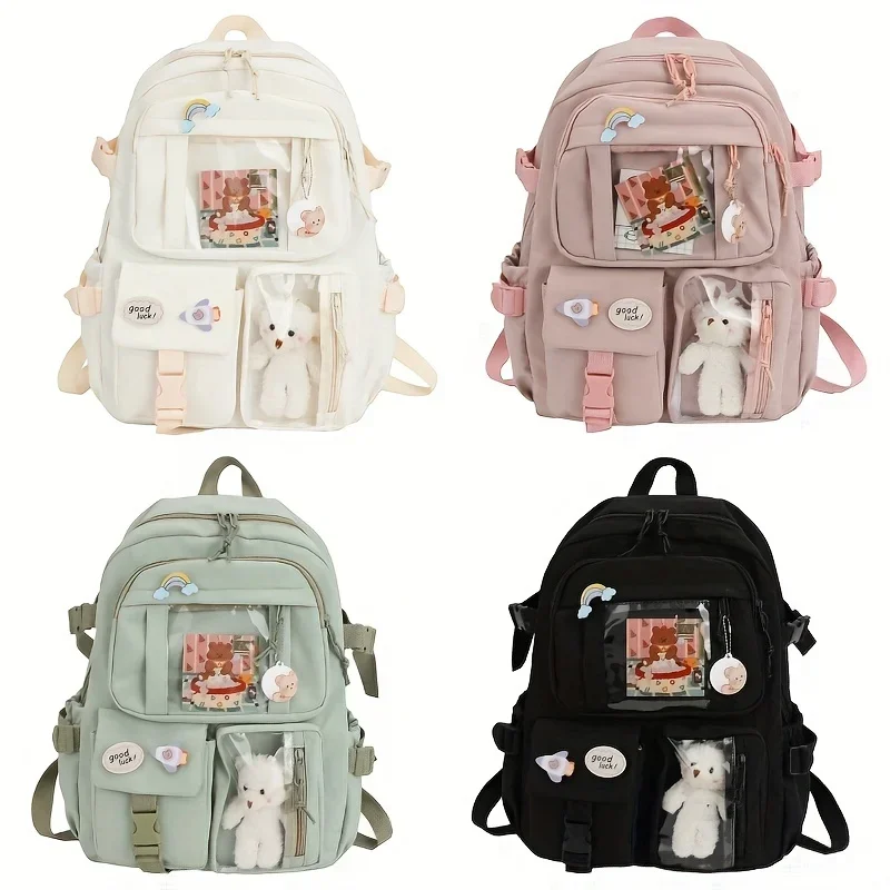 

1pcs Large Capacity School Backpack for Teen Girls Versatile Casual Bookbag, Junior High High School Bag