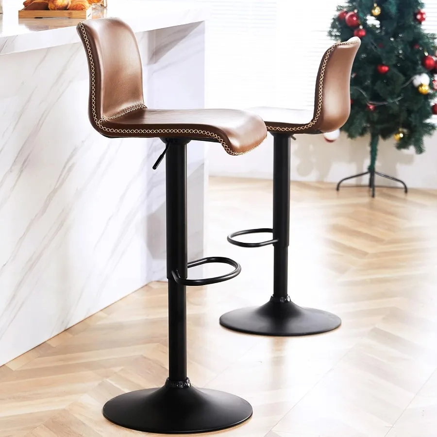 Swivel Bar Stools Set of 2, Adjustable Barstools with Backs for Home Bar Use, Metal Frame, Black, Height-Adjustable 360 Rotatin