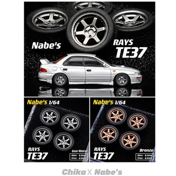 Chika 1/64 koła i klocek hamulcowy do Model odlewu samochodów zmodyfikowane części gumowe opony luksusowy Model samochodu dla JDM Hotwheels MiniGT