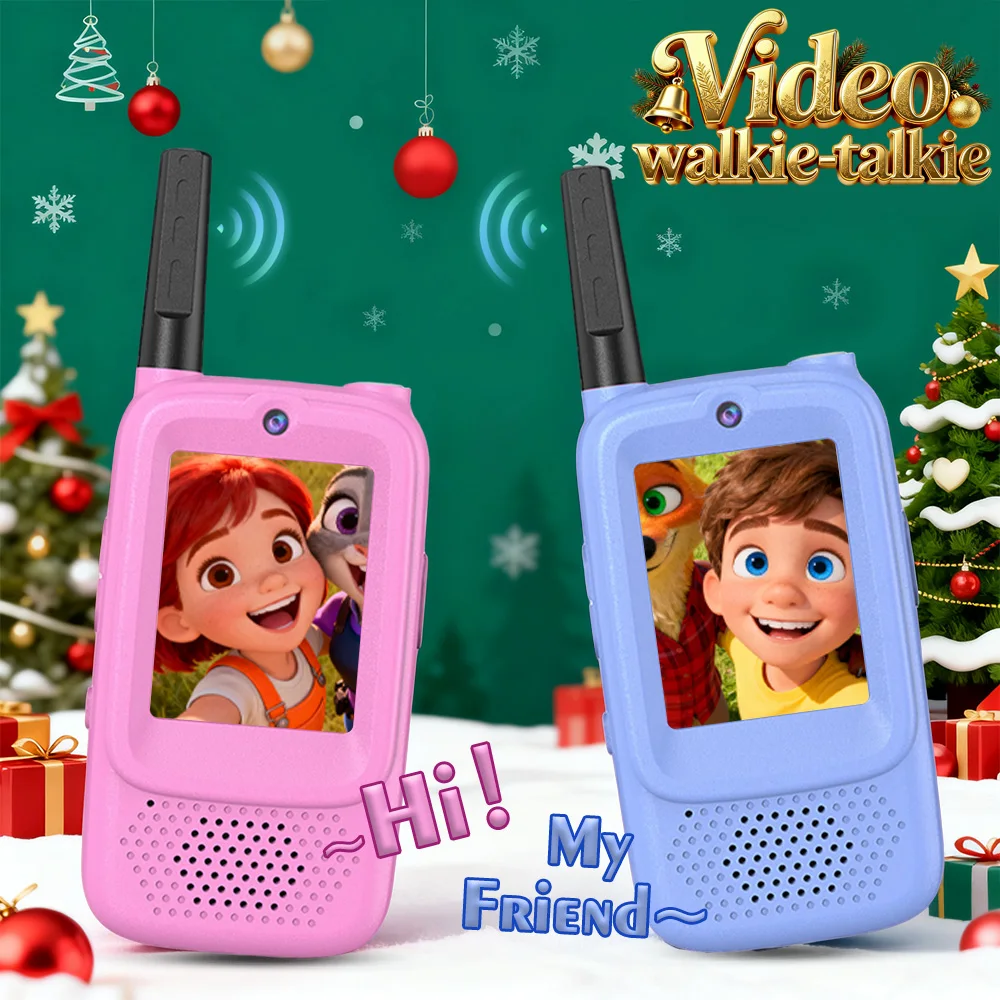 أجهزة اتصال لاسلكية فيديو للأطفال، جرس متغير قابل لإعادة الشحن، عبوة من قطعتين، ألعاب داخلية وخارجية للحفلات والتخييم هدية الكريسماس