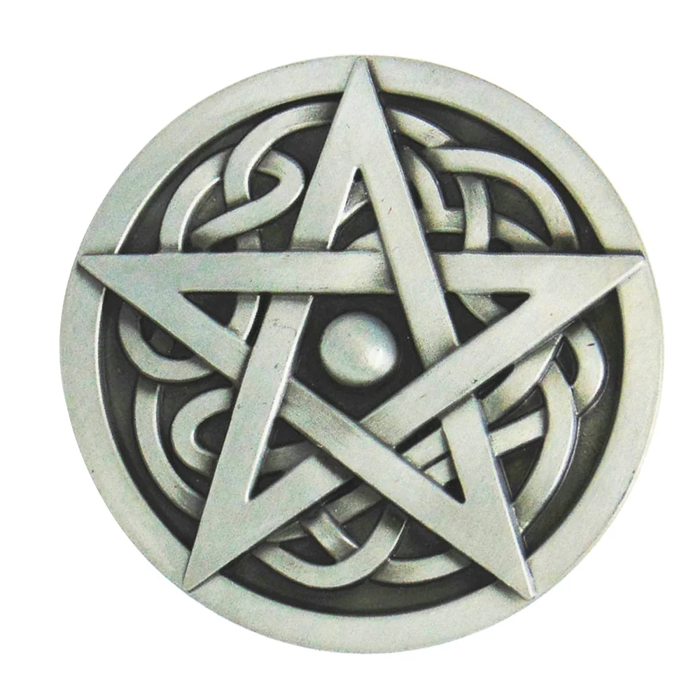 Cheapify Dropshipping Circular Western Germanic Ethnic Style Pentagram Celtic Knot Metal Man Belt Buckles 40mm