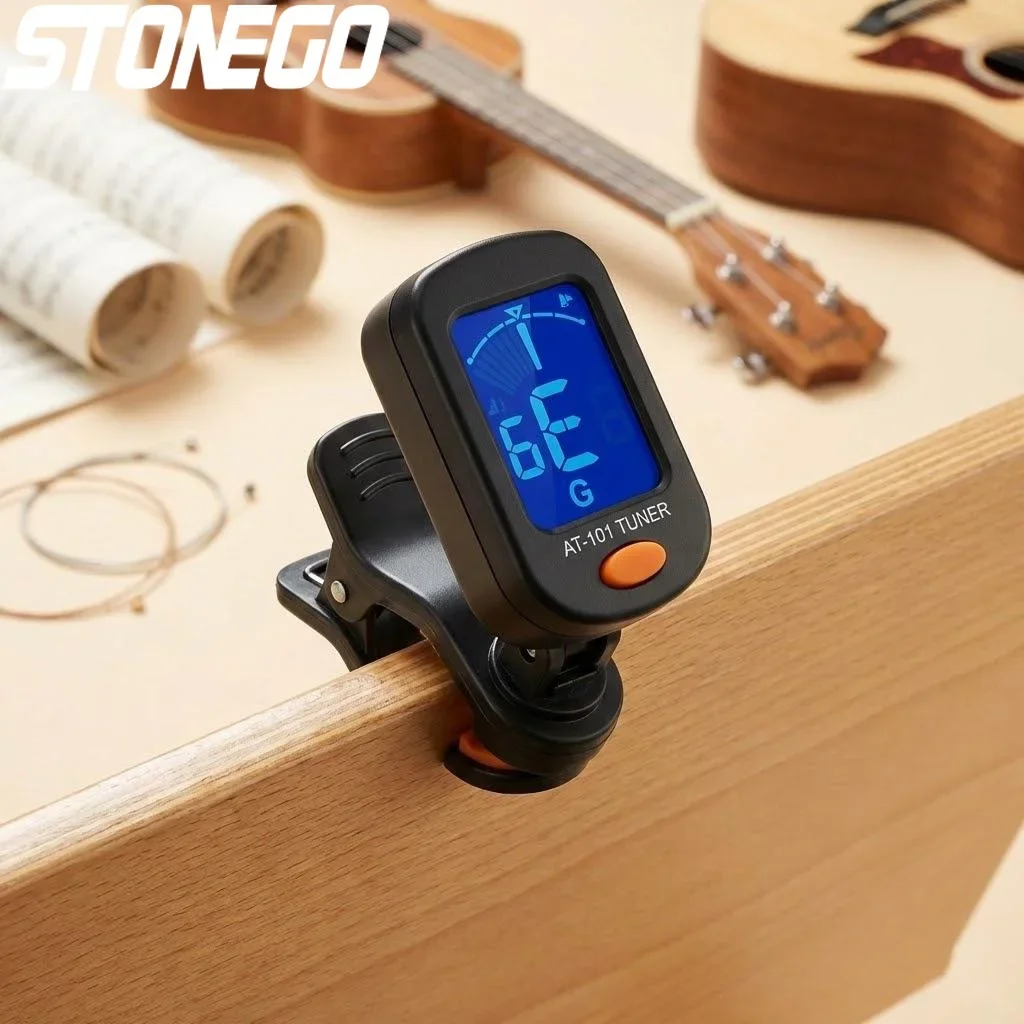 Chromatic Guitar Tuner with LCD Display Rotatable Clip for Acoustic Guitar Bass Ukulele Musical Instrument Accessories