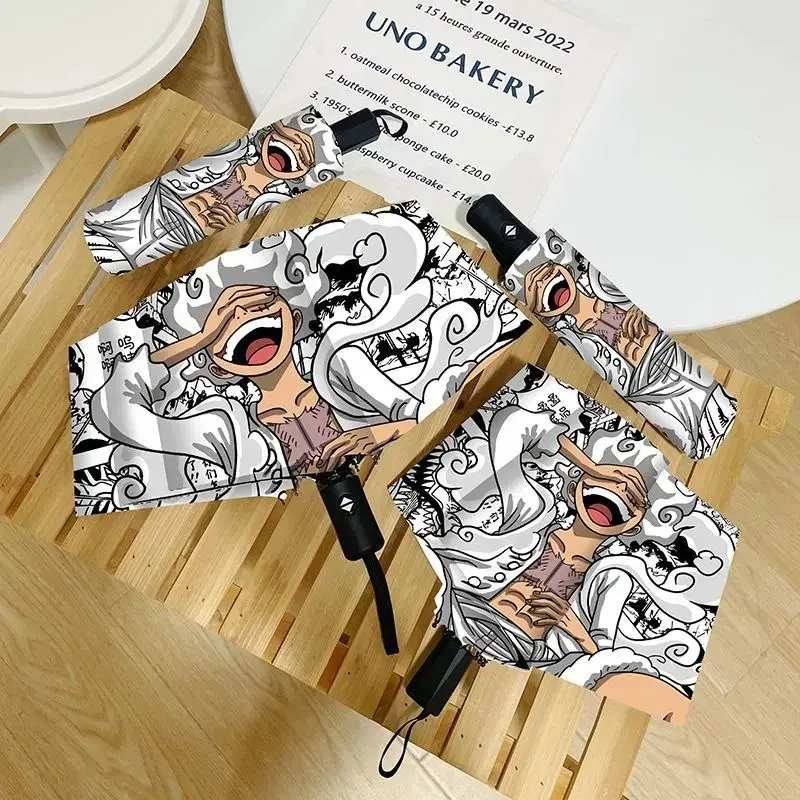 

One Piece Animation Creative Nika Luffy Fully Automatic Vinyl Sunshade Umbrella Cute Summer Anti-UV Rain or Shine Umbrella Gift