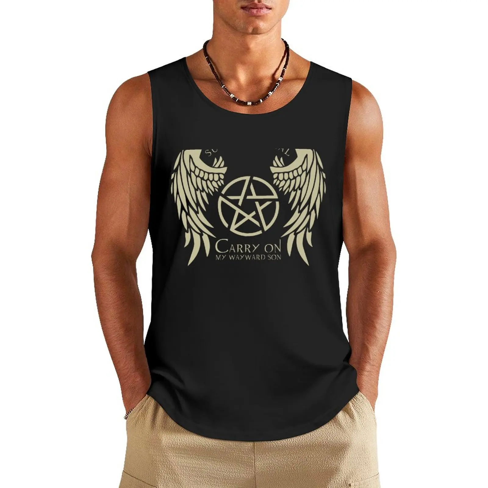 

CarryOn-Gold Tank Top clothes for men summer singlet for men Vest male Men's singlets