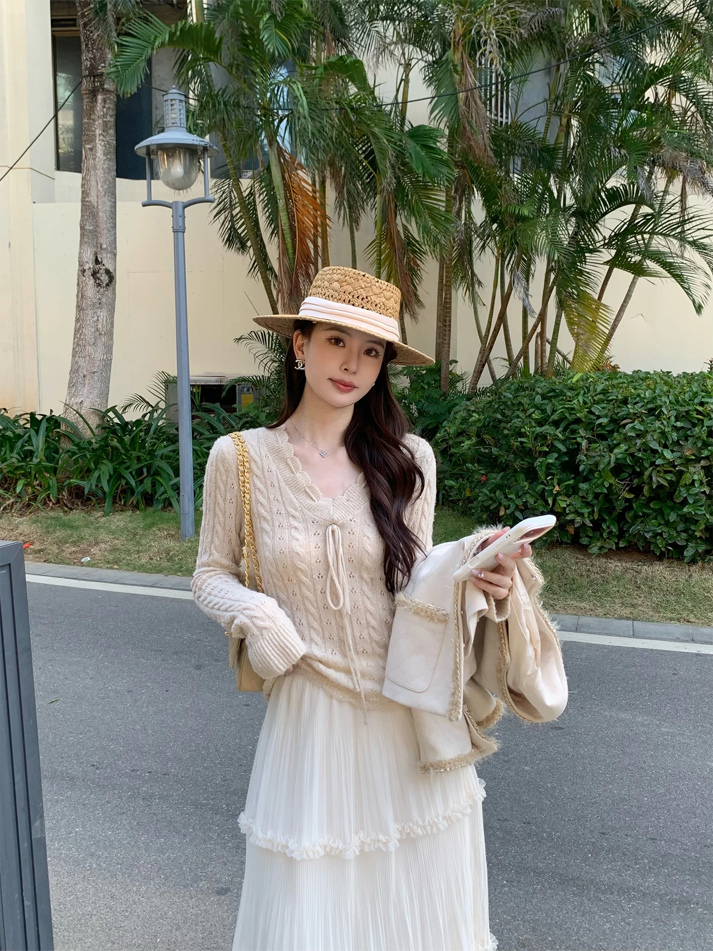 

Kun Total Wool Knitted Base irt Women's Slim Fit Hollow out Top New Sle French Sle Soft Medium Polyester Nylon Wool Blend