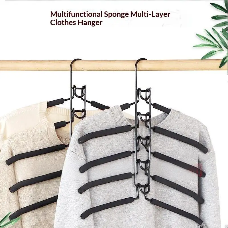 Multi-Tier Hanging Closet Hanger With Hooks Space-Saving Organizer For Closet Coats Shirts Dresses Jackets Hanging Storage