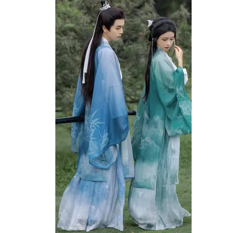 Chinese Dress Couples Matching Clothing Set Hanfu Unisex Male Men Weijin Dynasty Women Female Halloween Cosplay HalloweenCostume