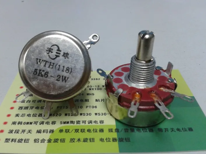 5PCS WH118-1A WTH118-1A WTH (118) Resistance 5K6 5.6K 2W Single Turn Carbon Film Potentiometer