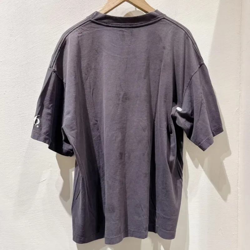 Iridescent Letter Logo Vintage Washed Splashed Ink Saint Tshirts Summer Hiphop Streetwear Men Women Short Sleeve Loose Outfit