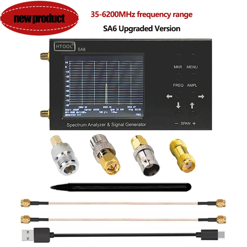 

New SA6 Upgraded SA8 Spectrum Analyzer Signal Source 35-6200MHz Portable Wireless Signal Generator System Continuously Updated