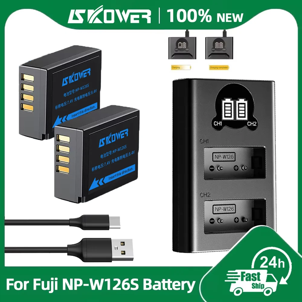 NP-W126S Battery for Fujifilm Camera X-A1/E2/T1/2/T3/T10/T20/T30/T30 II/T100/T200/T50 X-Pro1/Pro2/Pro3 XS-10 X-T50 Dual Charger